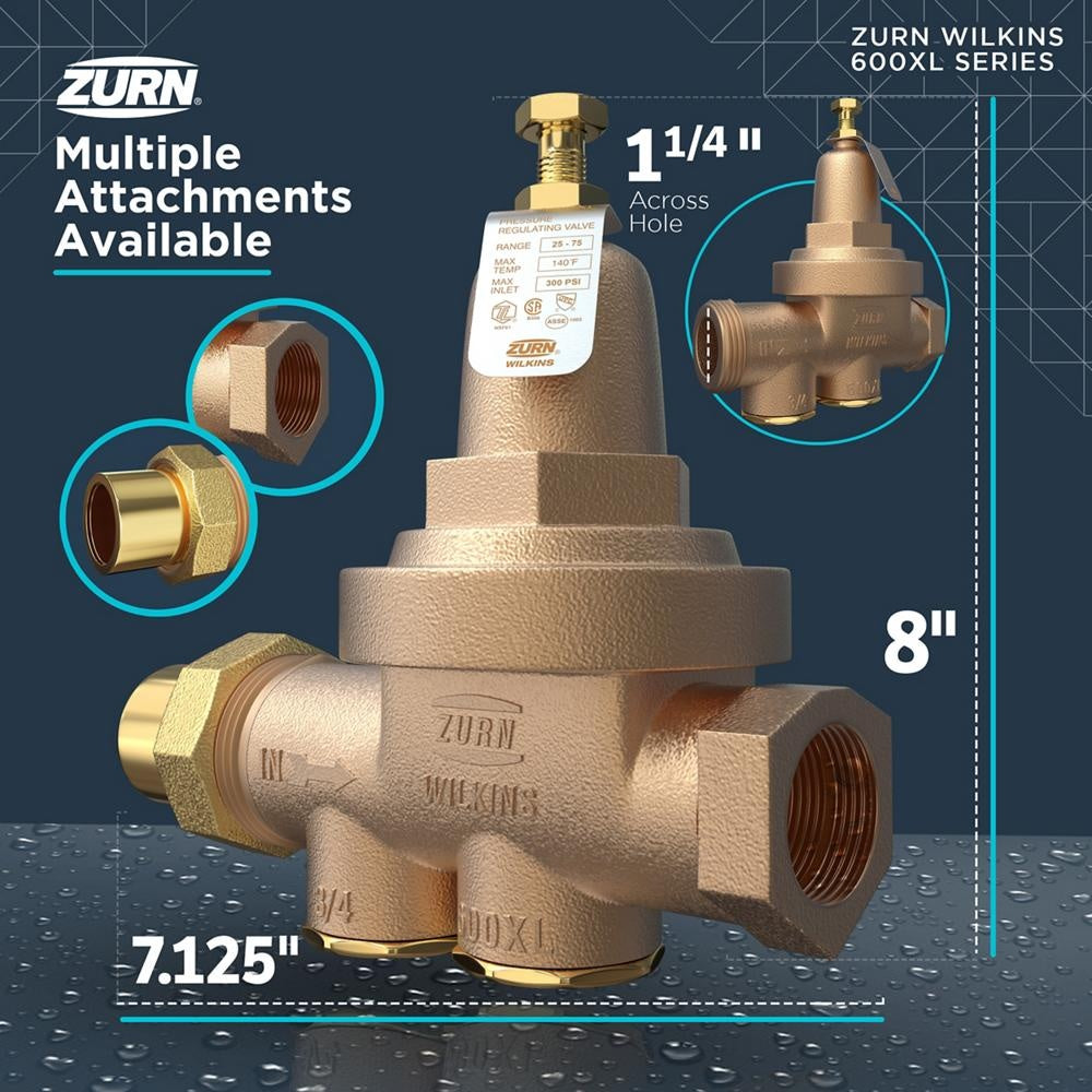 600XL - 1-1/4" Pressure Reducing Valve - Cast Bronze