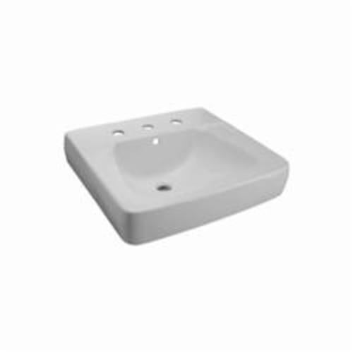 Zurn® Z5314 Z5310 Lavatory Sink With Rear Overflow, Rectangle Shape, 4 in Faucet Hole Spacing, 18 in W x 20 in D x 6-3/4 in H, Wall Mounting, Vitreous China