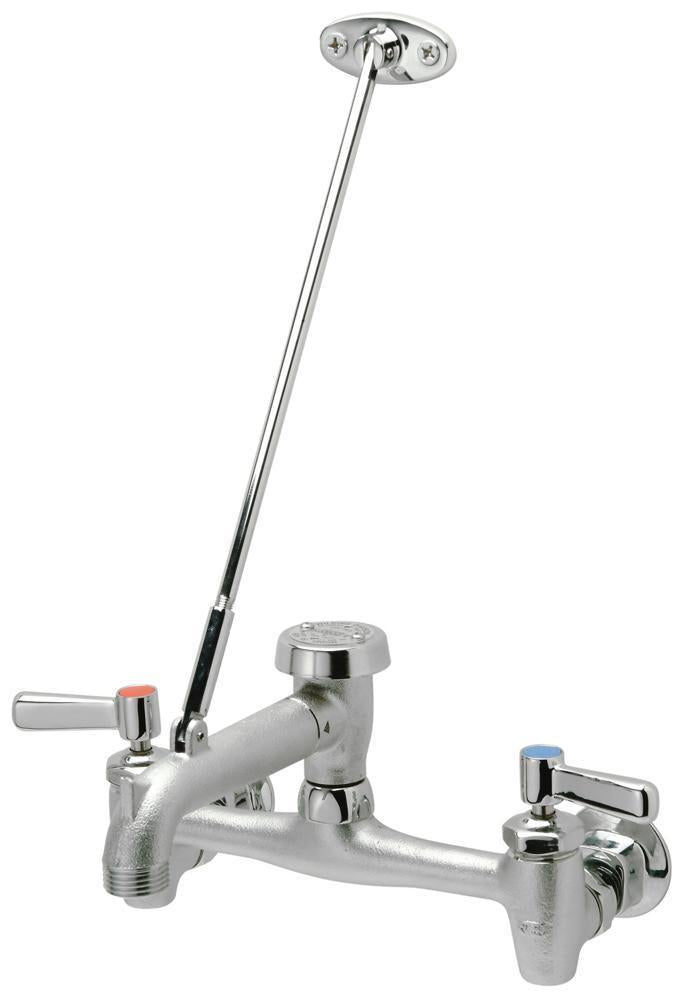 Zurn® AquaSpec® Z843M1-RC Sink Faucet With Pail Hook and Brace, Wall Mount, 2 Handles, 7-1/4 to 8-3/4 in Center, Polished Chrome