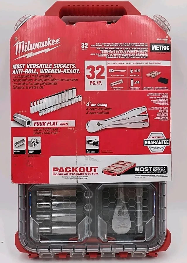 32pc 3/8" Metric Ratchet and Socket Set with PACKOUT™ Low-Profile Compact Organizer