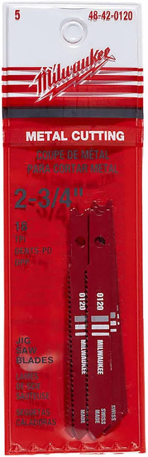 2-3/4" 18TPI U-Shank Metal High Speed Steel Jig Saw Blades 5PK