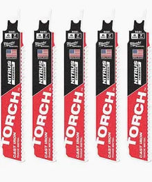 6" 8 TPI TORCH™ with NITRUS™ Carbide SAWZALL® Blade for Cast Iron (5 PK)